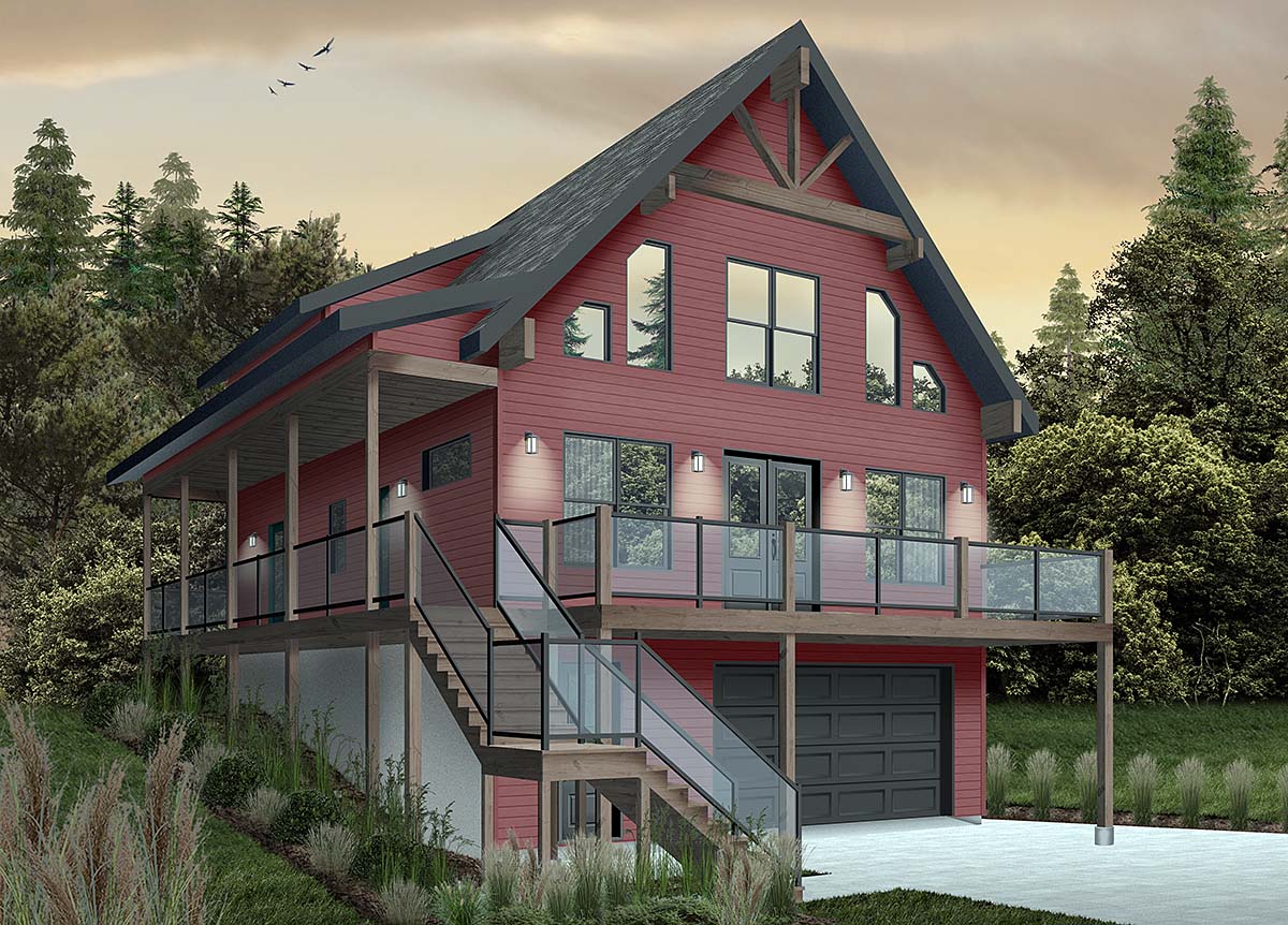 Cabin, Coastal, Country, Traditional House Plan 76550 with 4 Beds, 3 Baths, 1 Car Garage Elevation