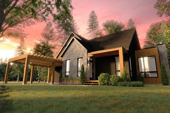 Cabin, Cottage, Craftsman, Ranch House Plan 76553 with 2 Beds, 2 Baths Elevation