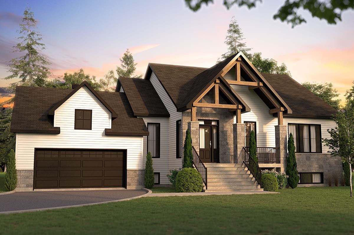 Country, Craftsman, Farmhouse, Ranch Plan with 1583 Sq. Ft., 3 Bedrooms, 1 Bathrooms, 2 Car Garage Elevation
