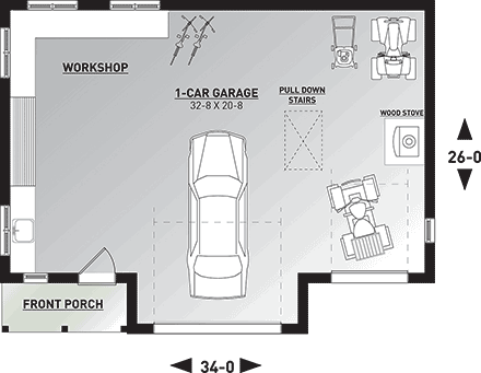 Cape Cod, Contemporary, Farmhouse 1 Car Garage Plan 76560 First Level Plan