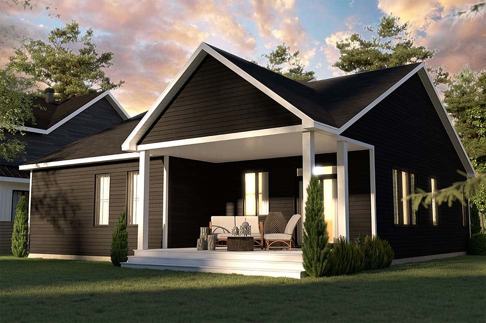 Bungalow, Country, Craftsman, Farmhouse, Ranch Plan with 1440 Sq. Ft., 2 Bedrooms, 2 Bathrooms, 1 Car Garage Picture 5