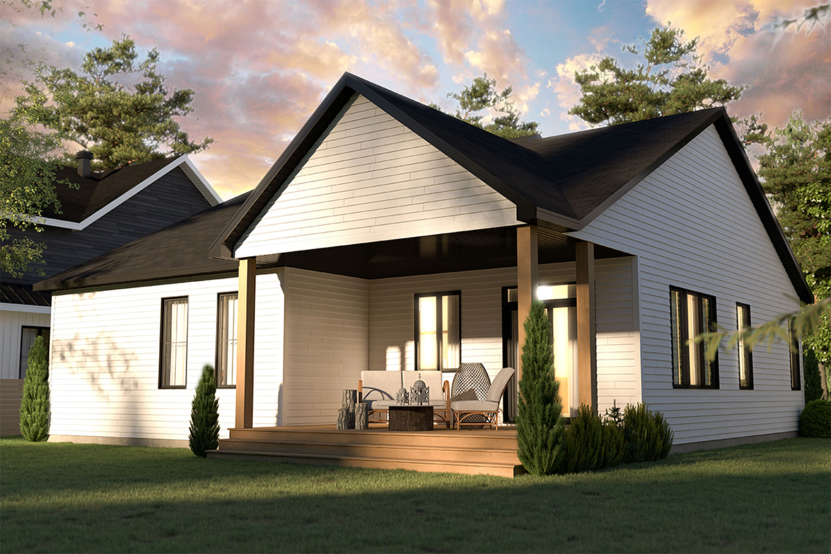 Bungalow, Country, Craftsman, Farmhouse, Ranch House Plan 76568 with 2 Beds, 2 Baths, 1 Car Garage Rear Elevation