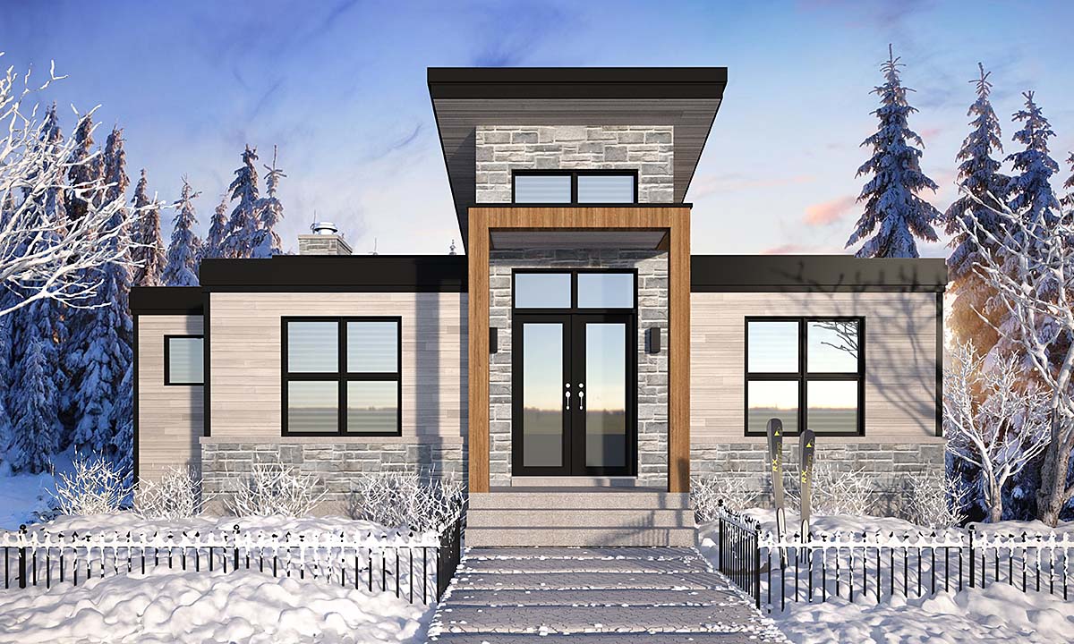 Cabin, Contemporary, Cottage, Modern House Plan 76571 with 4 Beds, 3 Baths Elevation