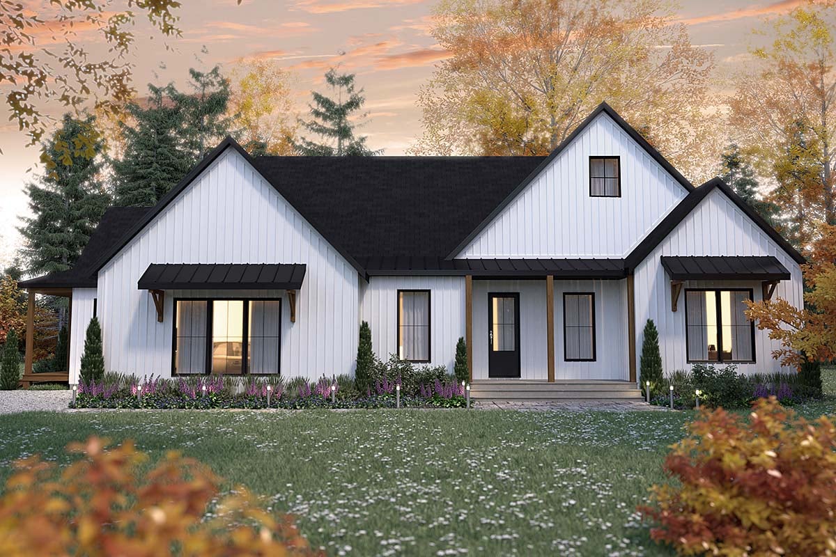 Cabin, Cottage, Country, Farmhouse, Ranch House Plan 76572 with 2 Beds, 3 Baths, 1 Car Garage Elevation