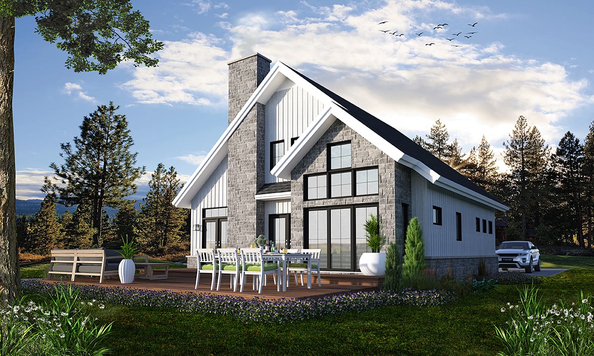 Farmhouse, Traditional Plan with 1876 Sq. Ft., 3 Bedrooms, 3 Bathrooms Rear Elevation