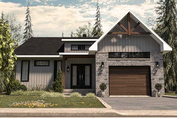 Country, Craftsman, Farmhouse House Plan 76581 with 2 Beds, 1 Baths, 1 Car Garage Elevation