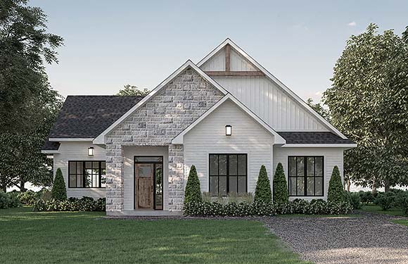 Bungalow, Country, Craftsman, Farmhouse, Ranch, Traditional House Plan 76596 with 5 Beds, 3 Baths Elevation