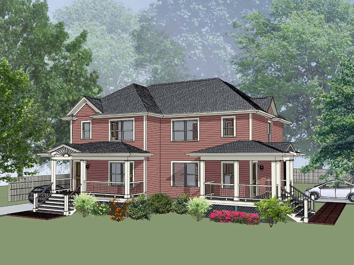 Bungalow Multi-Family Plan 76609 with 6 Beds, 4 Baths Elevation