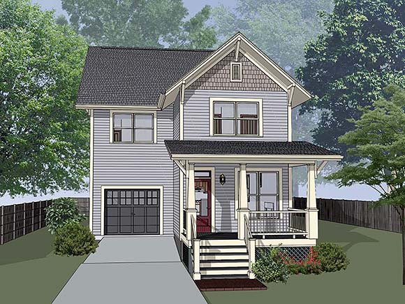 Bungalow, Country, Craftsman House Plan 76613 with 3 Beds, 3 Baths, 1 Car Garage Elevation
