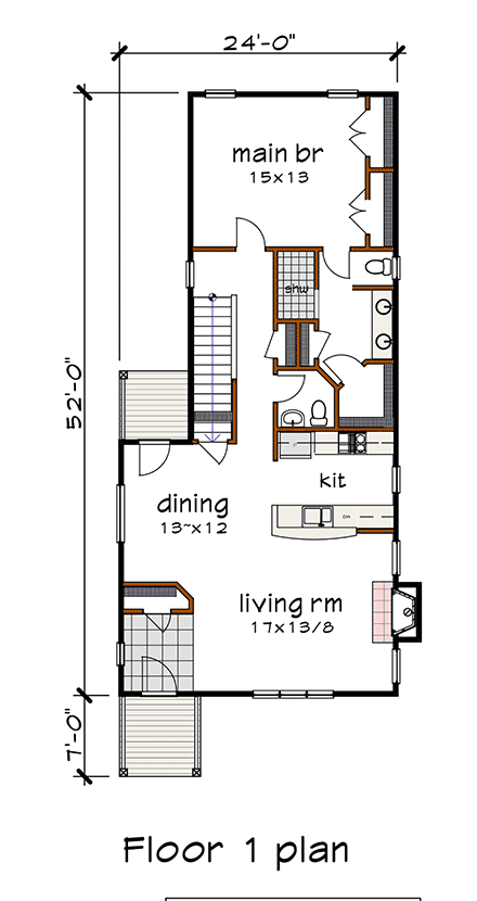 Contemporary, Modern House Plan 76619 with 3 Beds, 3 Baths, 1 Car Garage First Level Plan