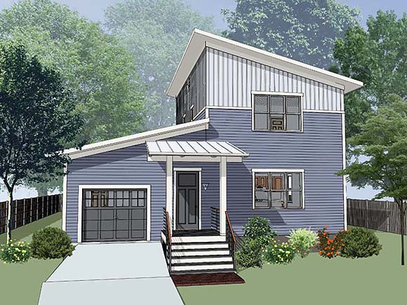 Contemporary, Modern House Plan 76622 with 3 Beds, 3 Baths, 1 Car Garage Elevation