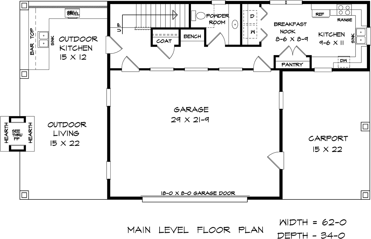 Barndominium, Country, Craftsman Garage-Living Plan 76701 with 1 Beds, 2 Baths, 2 Car Garage Level One