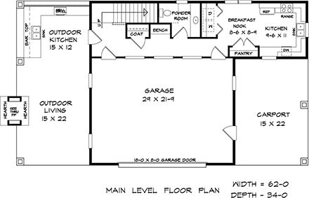 Barndominium, Country, Craftsman Garage-Living Plan 76701 with 1 Beds, 2 Baths, 2 Car Garage First Level Plan