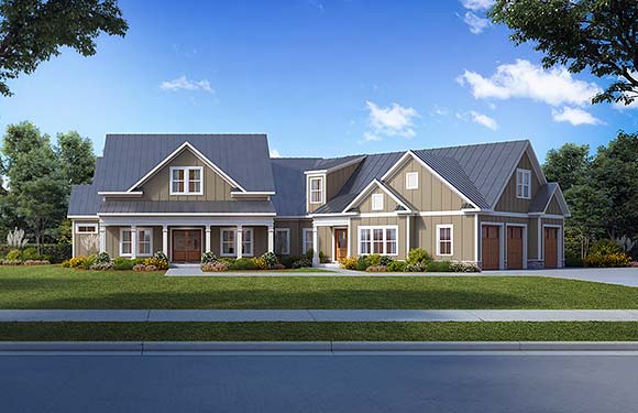 Craftsman, Traditional House Plan 76703 with 4 Beds, 5 Baths, 3 Car Garage Elevation