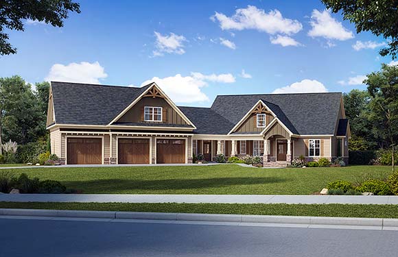 Craftsman, Farmhouse House Plan 76704 with 3 Beds, 3 Baths, 3 Car Garage Elevation