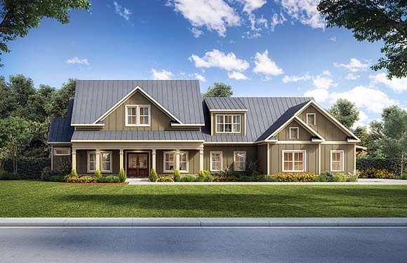 Craftsman, Farmhouse, Ranch House Plan 76711 with 3 Beds, 4 Baths, 3 Car Garage Elevation
