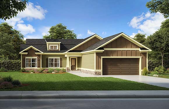 Craftsman, Traditional House Plan 76712 with 4 Beds, 2 Baths, 2 Car Garage Elevation