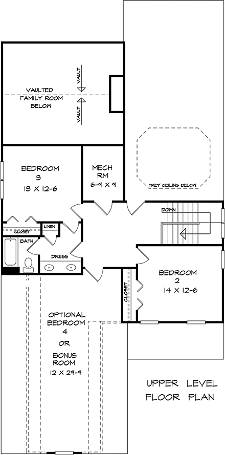 Bungalow, Craftsman, Traditional House Plan 76722 with 3 Beds, 3 Baths, 2 Car Garage Second Level Plan