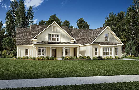 Craftsman, Traditional House Plan 76723 with 4 Beds, 4 Baths, 2 Car Garage Elevation