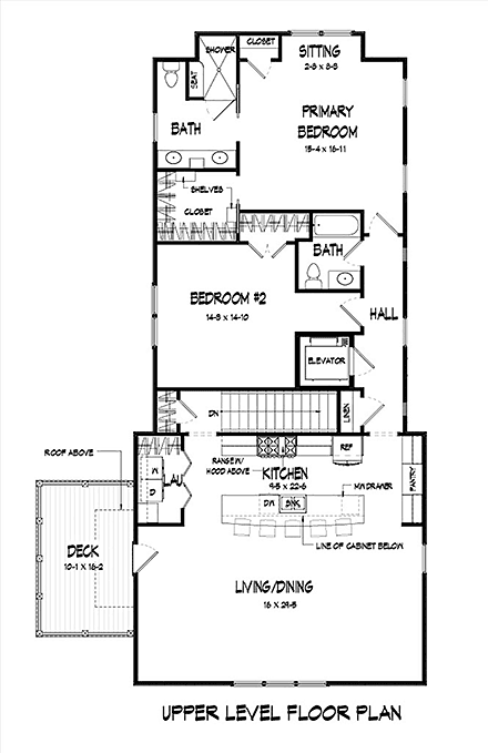 Craftsman, Farmhouse Garage-Living Plan 76735 with 2 Beds, 3 Baths, 4 Car Garage Second Level Plan