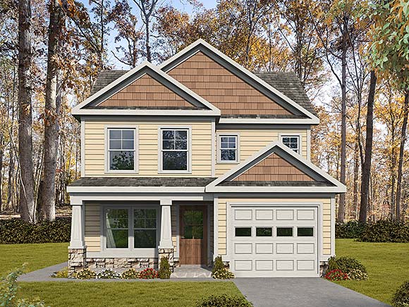 Country, Craftsman, Traditional House Plan 76739 with 4 Beds, 4 Baths, 1 Car Garage Elevation