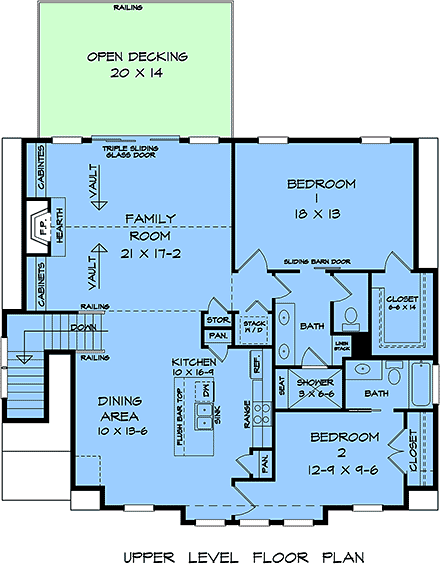 Craftsman, Traditional Garage-Living Plan 76740 with 2 Beds, 2 Baths, 6 Car Garage Second Level Plan