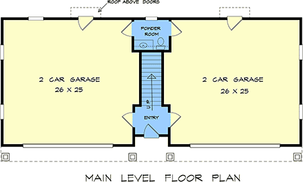 Traditional Garage-Living Plan 76741 with 2 Beds, 3 Baths, 4 Car Garage First Level Plan