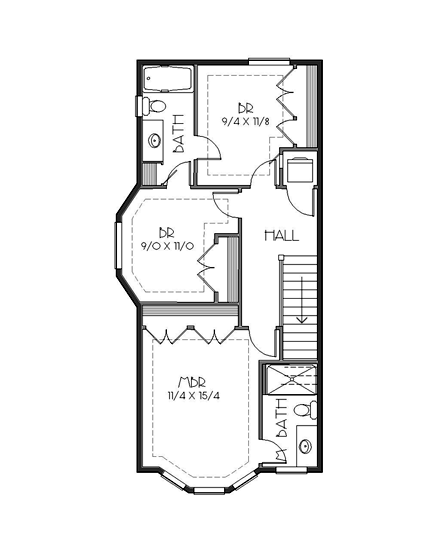 Traditional House Plan 76803 with 3 Beds, 3 Baths Second Level Plan