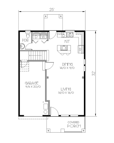 Bungalow, Craftsman House Plan 76811 with 3 Beds, 3 Baths, 1 Car Garage First Level Plan