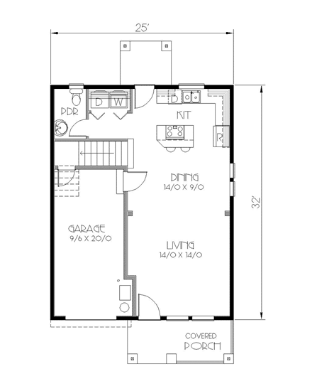 Bungalow, Craftsman House Plan 76812 with 3 Beds, 3 Baths, 1 Car Garage First Level Plan