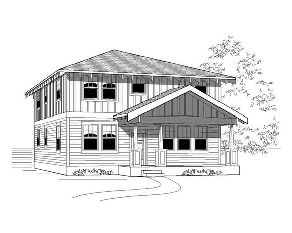 Craftsman House Plan 76821 with 5 Beds, 3 Baths Elevation