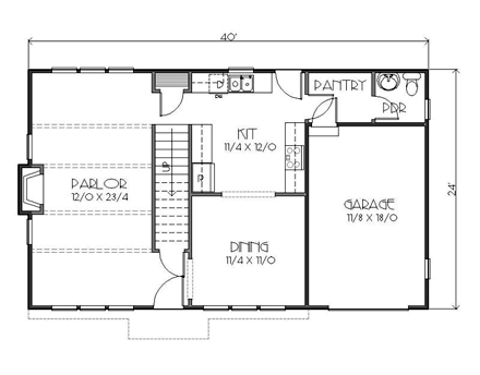 European, Traditional, Tudor House Plan 76826 with 3 Beds, 3 Baths, 1 Car Garage First Level Plan
