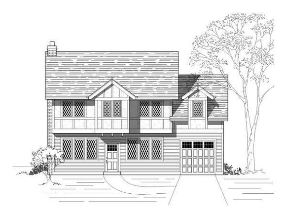 European, Traditional, Tudor House Plan 76826 with 3 Beds, 3 Baths, 1 Car Garage Elevation