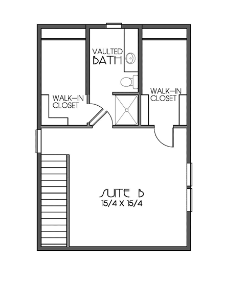 Bungalow, Cottage, Craftsman House Plan 76829 with 2 Beds, 2 Baths Second Level Plan