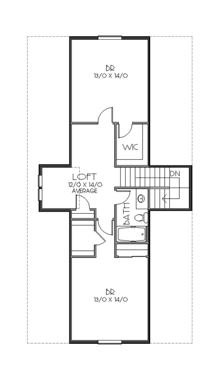 Bungalow, Cottage, Craftsman House Plan 76830 with 4 Beds, 3 Baths, 1 Car Garage Second Level Plan