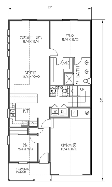 Bungalow, Cottage, Craftsman House Plan 76831 with 4 Beds, 3 Baths, 1 Car Garage First Level Plan