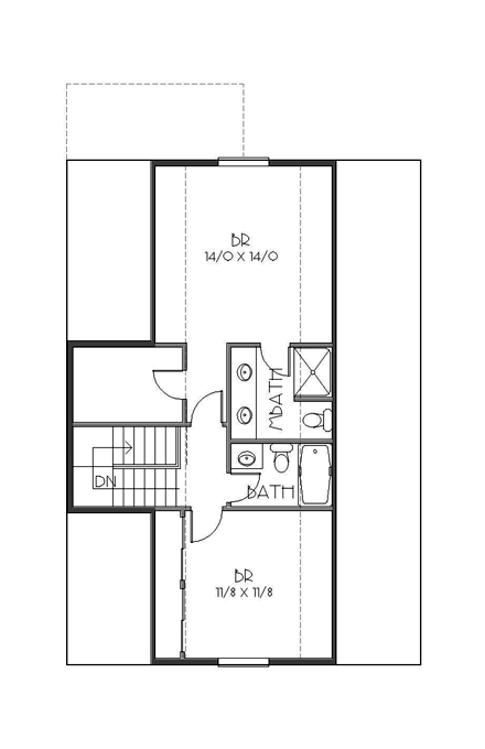 Bungalow, Cottage, Craftsman House Plan 76834 with 3 Beds, 3 Baths, 1 Car Garage Second Level Plan