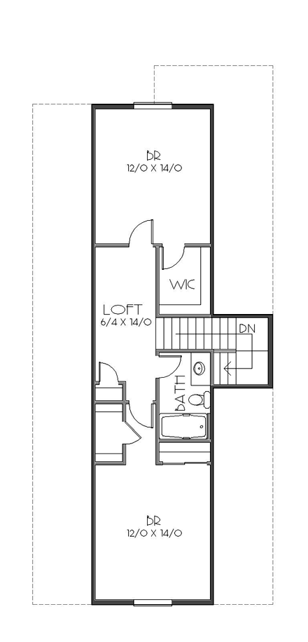 Bungalow, Cottage, Craftsman House Plan 76835 with 4 Beds, 3 Baths, 1 Car Garage Second Level Plan
