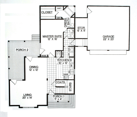 Victorian House Plan 76901 with 4 Beds, 3 Baths, 2 Car Garage First Level Plan