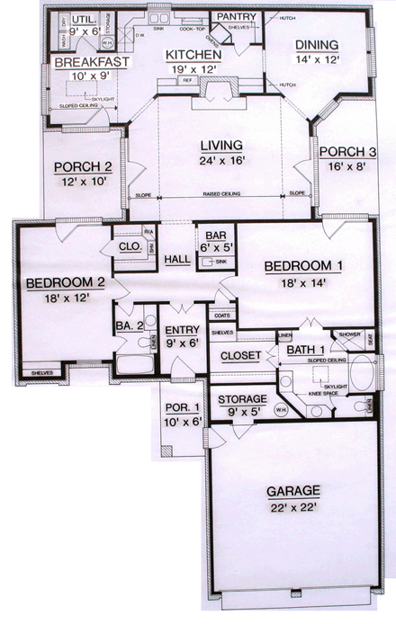 House Plan 76908 with 2 Beds, 2 Baths, 2 Car Garage First Level Plan