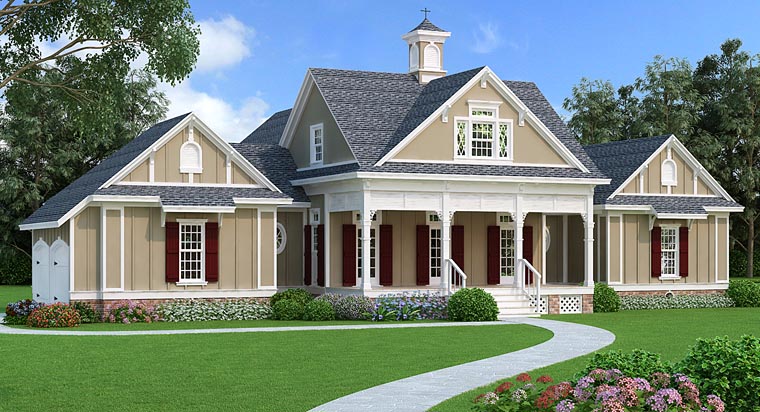 Cottage, Country, Craftsman, Southern Plan with 2150 Sq. Ft., 3 Bedrooms, 3 Bathrooms, 2 Car Garage Elevation