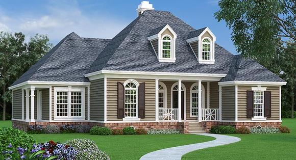 Country, European, French Country House Plan 76915 with 3 Beds, 3 Baths, 2 Car Garage Elevation