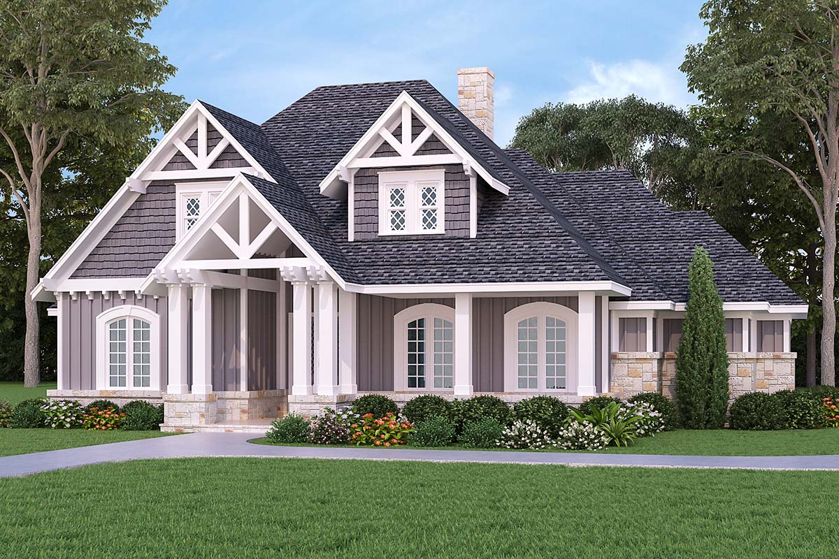 Craftsman, Traditional, Tudor Plan with 1938 Sq. Ft., 3 Bedrooms, 2 Bathrooms, 3 Car Garage Picture 2