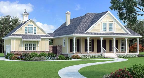 Cottage, Country, Craftsman, Southern House Plan 76917 with 3 Beds, 3 Baths, 2 Car Garage Elevation