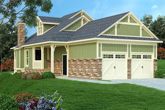 Bungalow, Cottage, Country, Craftsman House Plan 76922 with 2 Beds, 3 Baths, 2 Car Garage Elevation