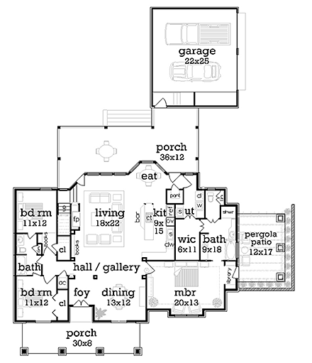 Bungalow, Cottage, Country, Craftsman House Plan 76923 with 5 Beds, 4 Baths, 2 Car Garage First Level Plan