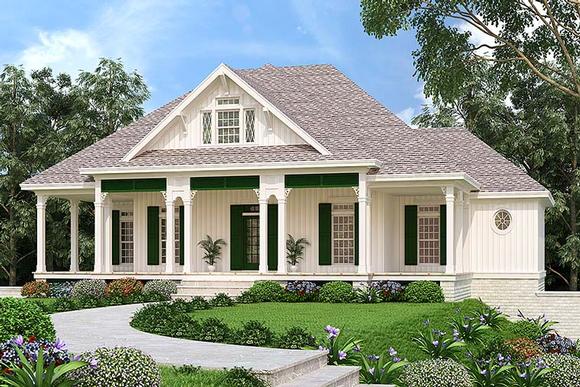 Colonial, Country, Southern House Plan 76925 with 4 Beds, 3 Baths, 2 Car Garage Elevation