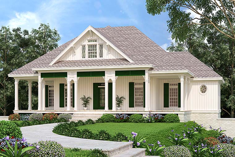 Colonial, Country, Southern Plan with 2754 Sq. Ft., 4 Bedrooms, 3 Bathrooms, 2 Car Garage Elevation