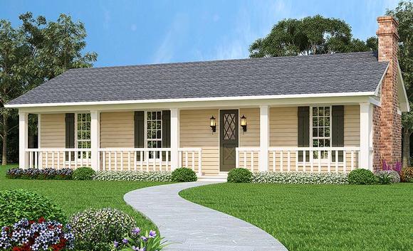 Ranch, Traditional House Plan 76930 with 3 Beds, 2 Baths, 2 Car Garage Elevation