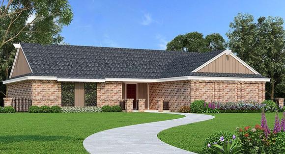 Ranch House Plan 76931 with 3 Beds, 2 Baths, 2 Car Garage Elevation